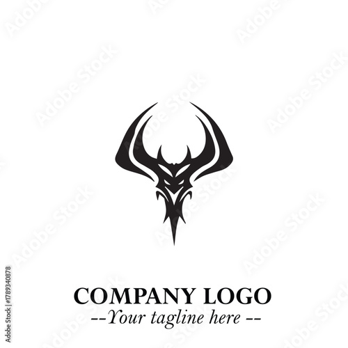 Head of Vampire Logo Symbol in Black on the White Background with Gothic Horror Vector Design