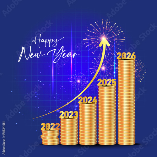 2026 Happy prosperous New Year celebration background.