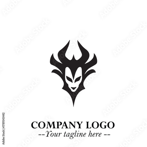 Head of Vampire Logo Symbol in Black on the White Background with Gothic Horror Vector Design