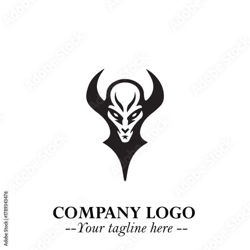 Head of Vampire Logo Symbol in Black on the White Background with Gothic Horror Vector Design