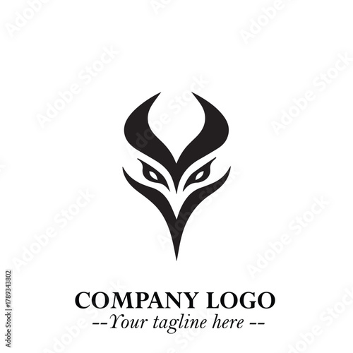 Head of Vampire Logo Symbol in Black on the White Background with Gothic Horror Vector Design