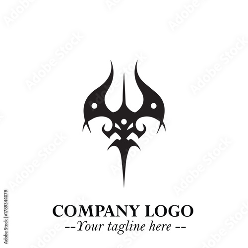 Head of Vampire Logo Symbol in Black on the White Background with Gothic Horror Vector Design