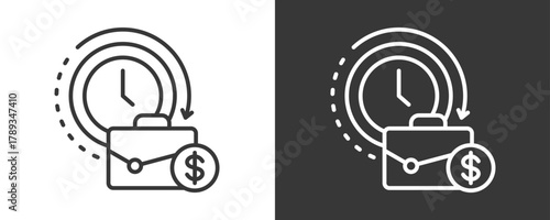 Overtime Icon Set Vector Collection Isolated In Black And White