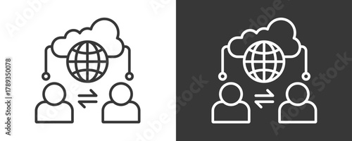 Outsourcing Icon Set Vector Collection Isolated In Black And White