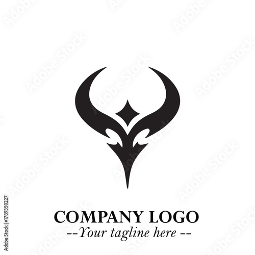 Head of Vampire Logo Symbol in Black on the White Background with Gothic Horror Vector Design
