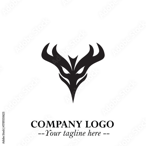 Head of Vampire Logo Symbol in Black on the White Background with Gothic Horror Vector Design