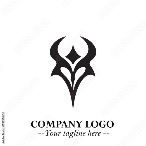Head of Vampire Logo Symbol in Black on the White Background with Gothic Horror Vector Design