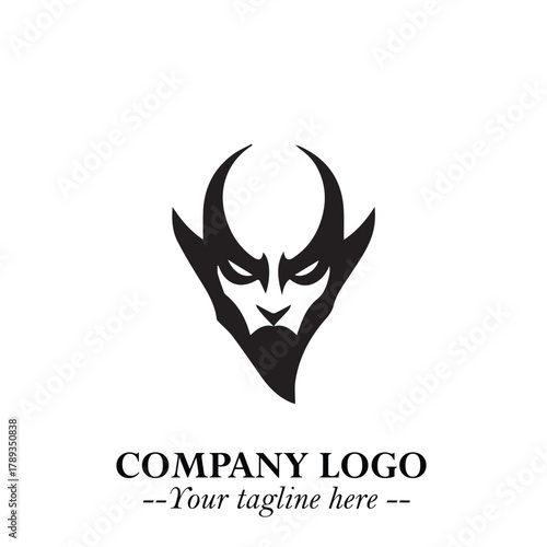 Head of Vampire Logo Symbol in Black on the White Background with Gothic Horror Vector Design