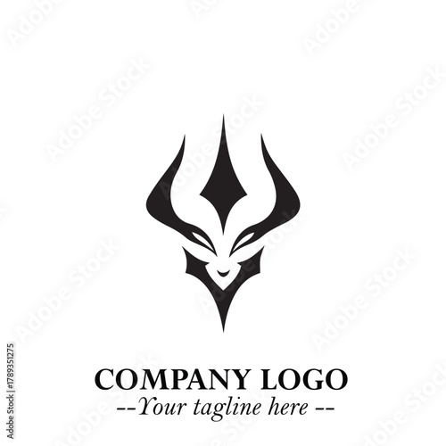 Head of Vampire Logo Symbol in Black on the White Background with Gothic Horror Vector Design