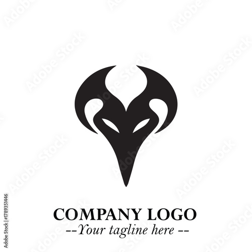 Head of Vampire Logo Symbol in Black on the White Background with Gothic Horror Vector Design