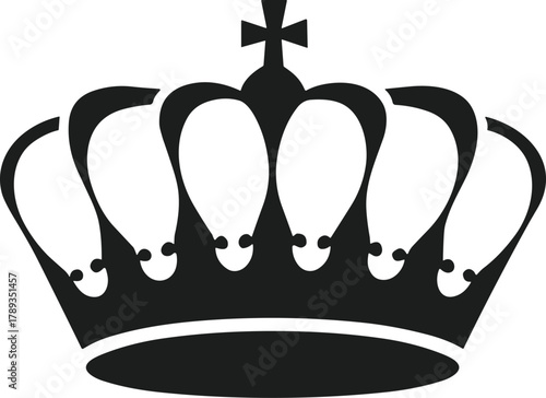 Black silhouette of a royal crown with cross symbol