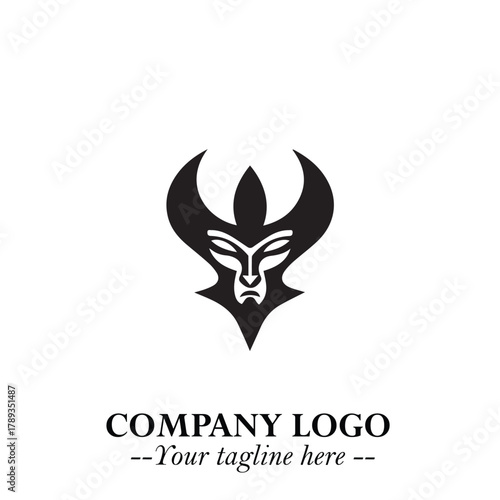 Head of Vampire Logo Symbol in Black on the White Background with Gothic Horror Vector Design