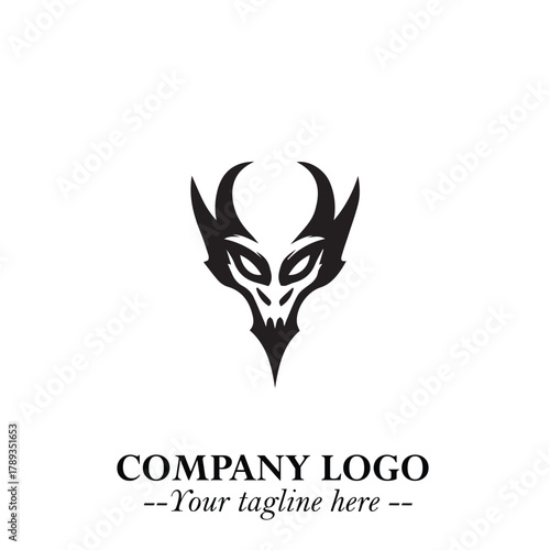 Head of Vampire Logo Symbol in Black on the White Background with Gothic Horror Vector Design