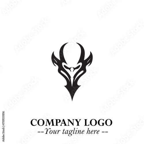 Head of Vampire Logo Symbol in Black on the White Background with Gothic Horror Vector Design