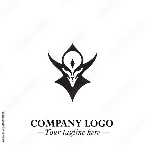 Head of Vampire Logo Symbol in Black on the White Background with Gothic Horror Vector Design