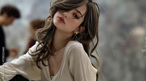 細身色白の美人な女性