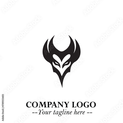 Head of Vampire Logo Symbol in Black on the White Background with Gothic Horror Vector Design