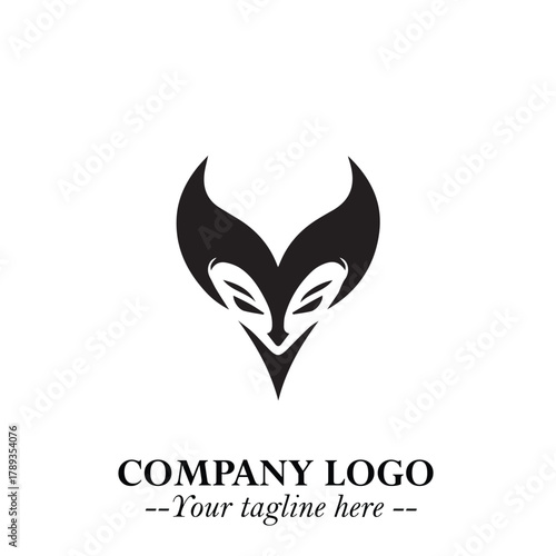 Head of Vampire Logo Symbol in Black on the White Background with Gothic Horror Vector Design