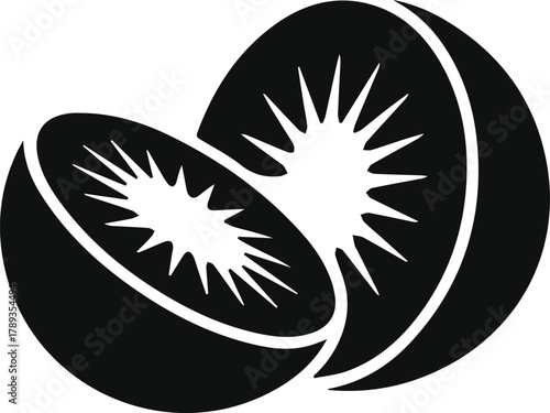Kiwi Fruit Slice Silhouette Icon - Minimalist Vector