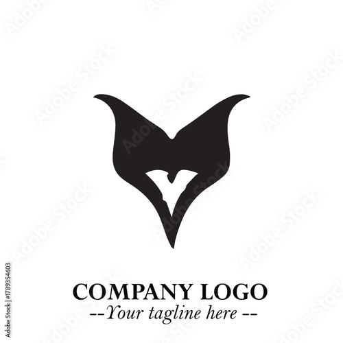 Head of Vampire Logo Symbol in Black on the White Background with Gothic Horror Vector Design