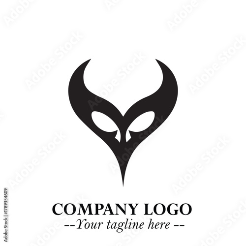 Head of Vampire Logo Symbol in Black on the White Background with Gothic Horror Vector Design