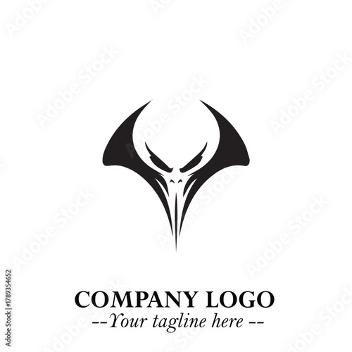 Head of Vampire Logo Symbol in Black on the White Background with Gothic Horror Vector Design