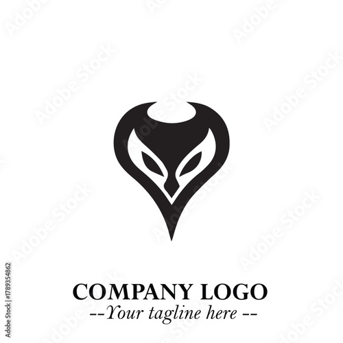 Head of Vampire Logo Symbol in Black on the White Background with Gothic Horror Vector Design