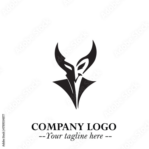 Head of Vampire Logo Symbol in Black on the White Background with Gothic Horror Vector Design