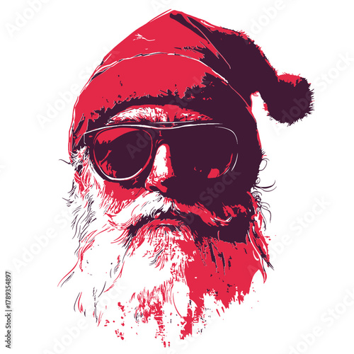 A cool, stylish Santa Claus with sunglasses, perfect for modern holiday campaigns, edgy Christmas promotions, or festive blog headers. Adds a unique, contemporary twist to traditional themes.