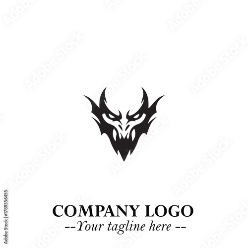 Head of Vampire Logo Symbol in Black on the White Background with Gothic Horror Vector Design
