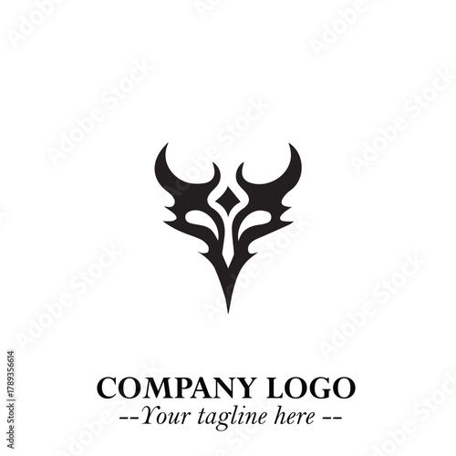 Head of Vampire Logo Symbol in Black on the White Background with Gothic Horror Vector Design
