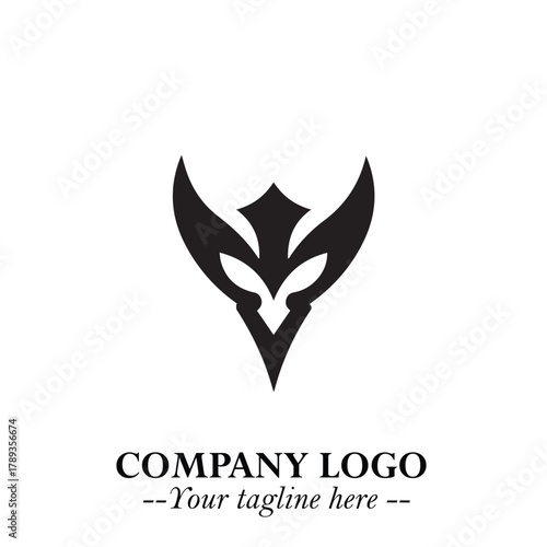 Head of Vampire Logo Symbol in Black on the White Background with Gothic Horror Vector Design