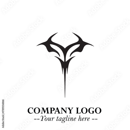 Head of Vampire Logo Symbol in Black on the White Background with Gothic Horror Vector Design