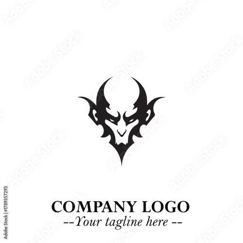 Head of Vampire Logo Symbol in Black on the White Background with Gothic Horror Vector Design