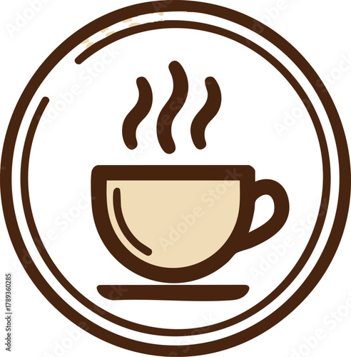 Steaming Coffee Cup Icon Symbolizing Warmth and Energy