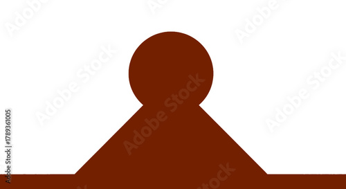 Abstract brown geometric shape with a circle on a white background