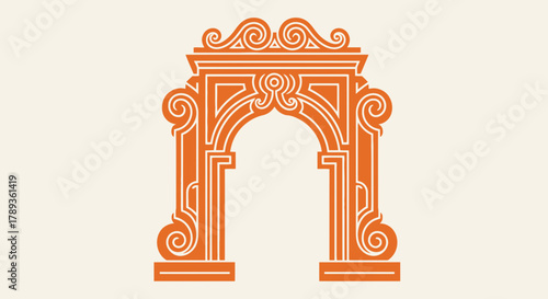 Ornate archway vector illustration with classical art deco design