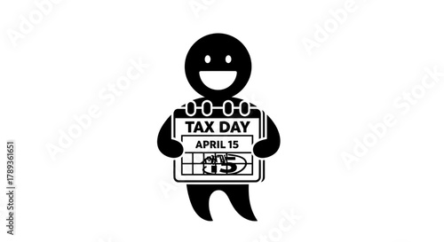 Black icon of person holding a calendar for tax day april 15