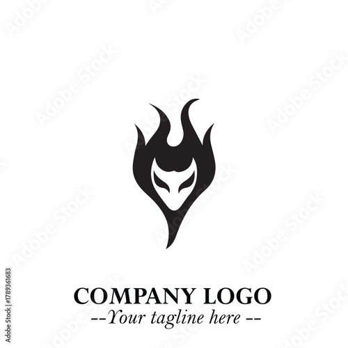 Head of Vampire Logo Symbol in Black on the White Background with Gothic Horror Vector Design