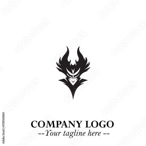 Head of Vampire Logo Symbol in Black on the White Background with Gothic Horror Vector Design