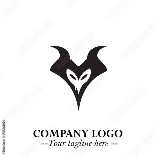 Head of Vampire Logo Symbol in Black on the White Background with Gothic Horror Vector Design