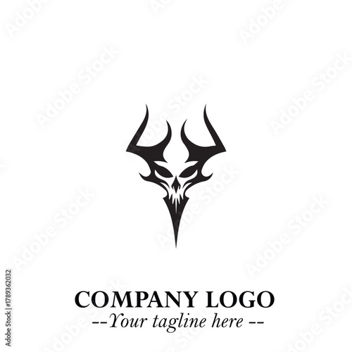 Head of Vampire Logo Symbol in Black on the White Background with Gothic Horror Vector Design