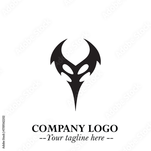 Head of Vampire Logo Symbol in Black on the White Background with Gothic Horror Vector Design