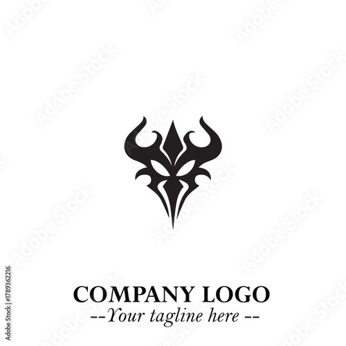 Head of Vampire Logo Symbol in Black on the White Background with Gothic Horror Vector Design