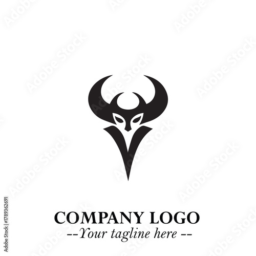 Head of Vampire Logo Symbol in Black on the White Background with Gothic Horror Vector Design