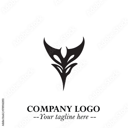 Head of Vampire Logo Symbol in Black on the White Background with Gothic Horror Vector Design