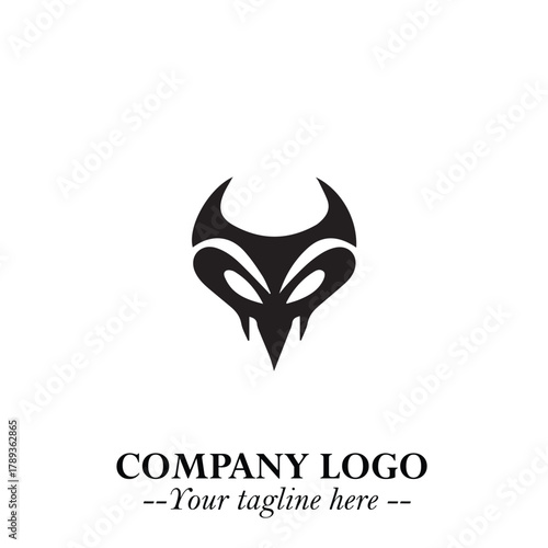 Head of Vampire Logo Symbol in Black on the White Background with Gothic Horror Vector Design