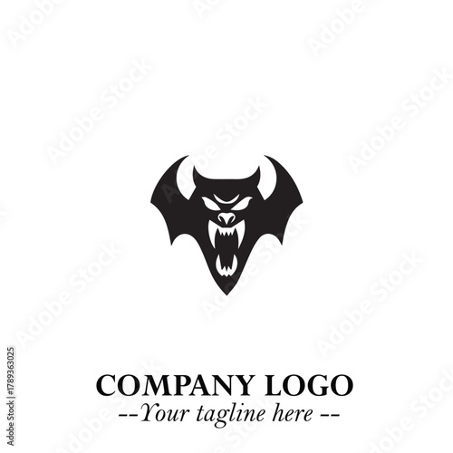 Head of Vampire Logo Symbol in Black on the White Background with Gothic Horror Vector Design
