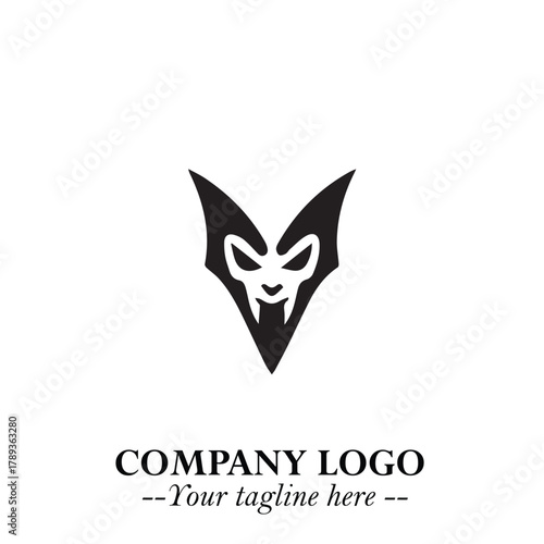Head of Vampire Logo Symbol in Black on the White Background with Gothic Horror Vector Design