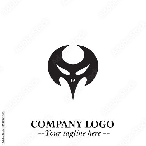 Head of Vampire Logo Symbol in Black on the White Background with Gothic Horror Vector Design